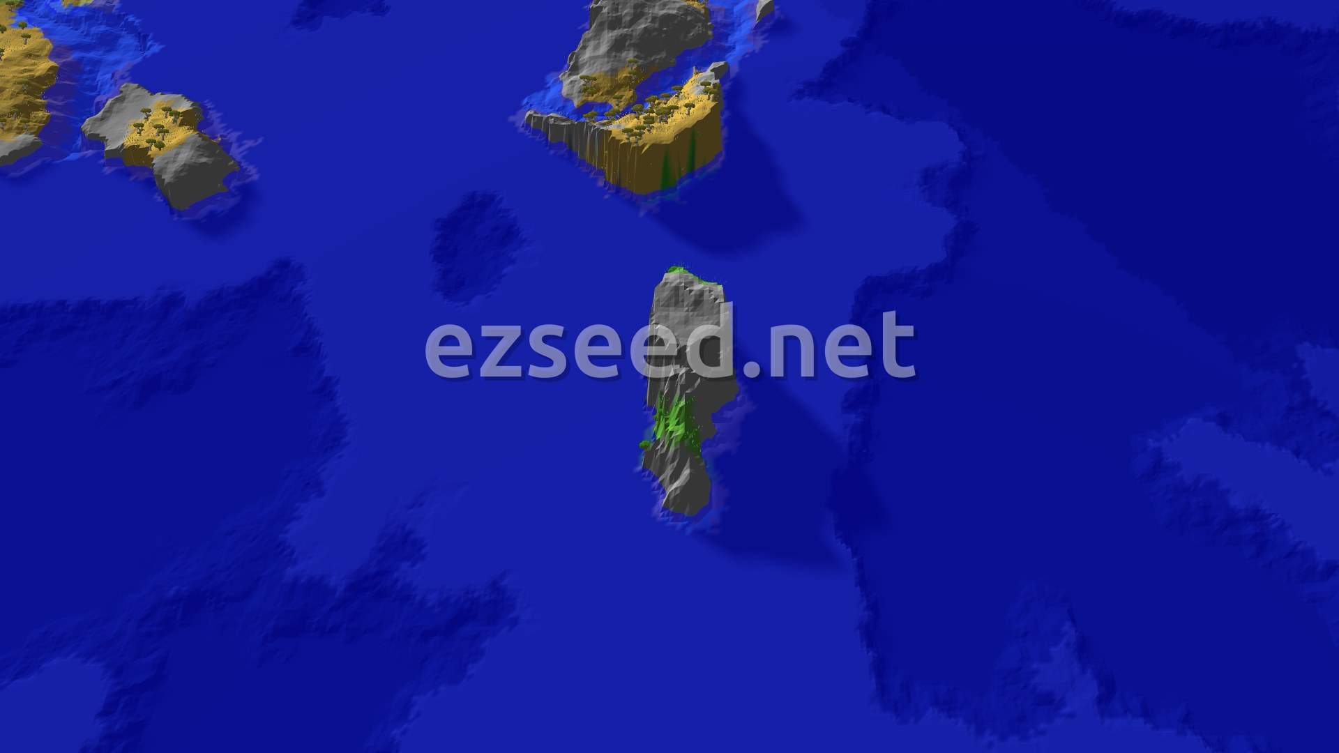 Aerial Minecraft seed map — Savanna Spawn with Eroded Badlands Nearby