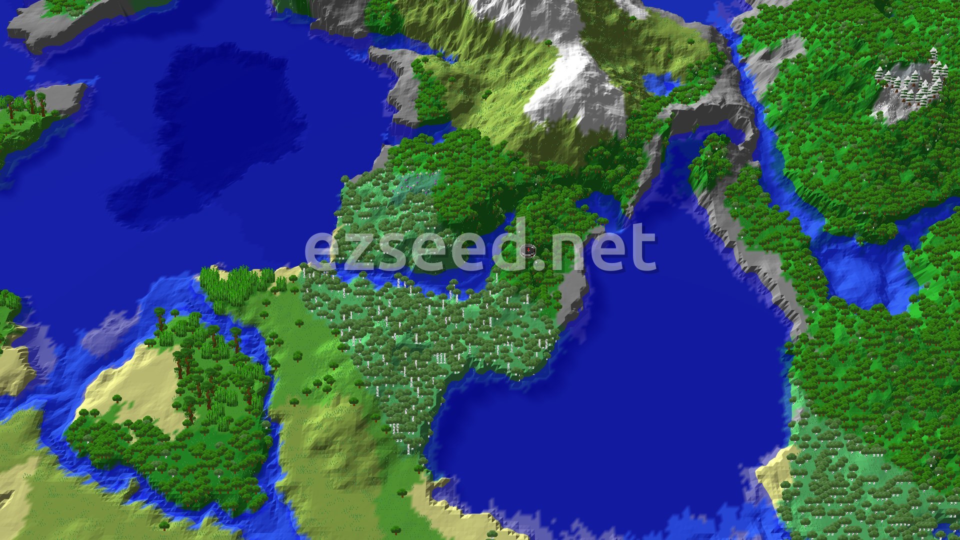 Aerial Minecraft seed map — A Lush Start with Close Trial Chambers