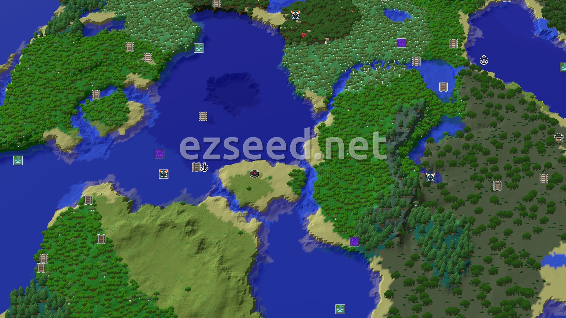Aerial Minecraft seed map — A Quiet Spawn with Nearby Trial Chambers