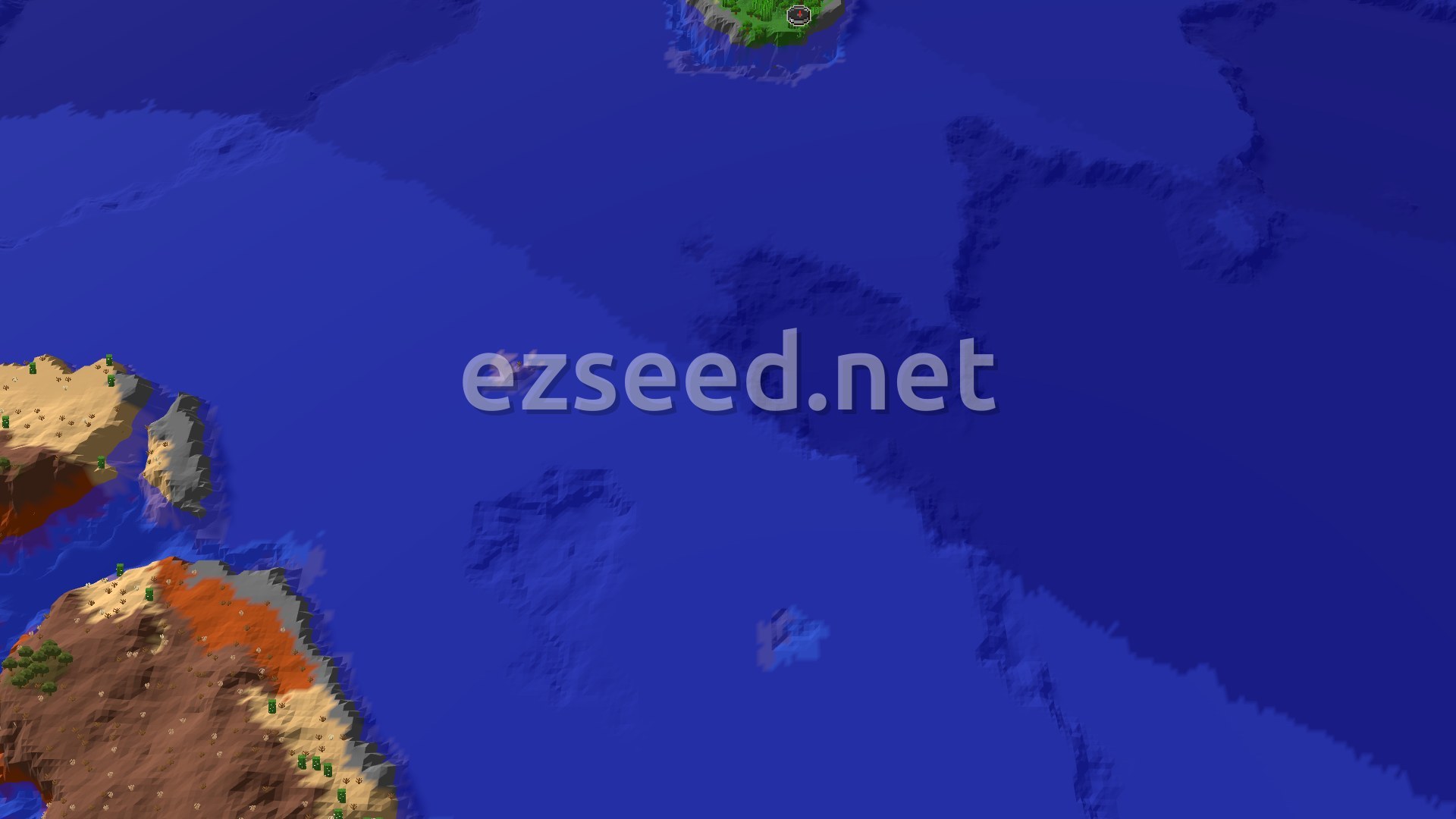 Aerial Minecraft seed map — A Jungle Spawn with Close Structures and Distant Shores