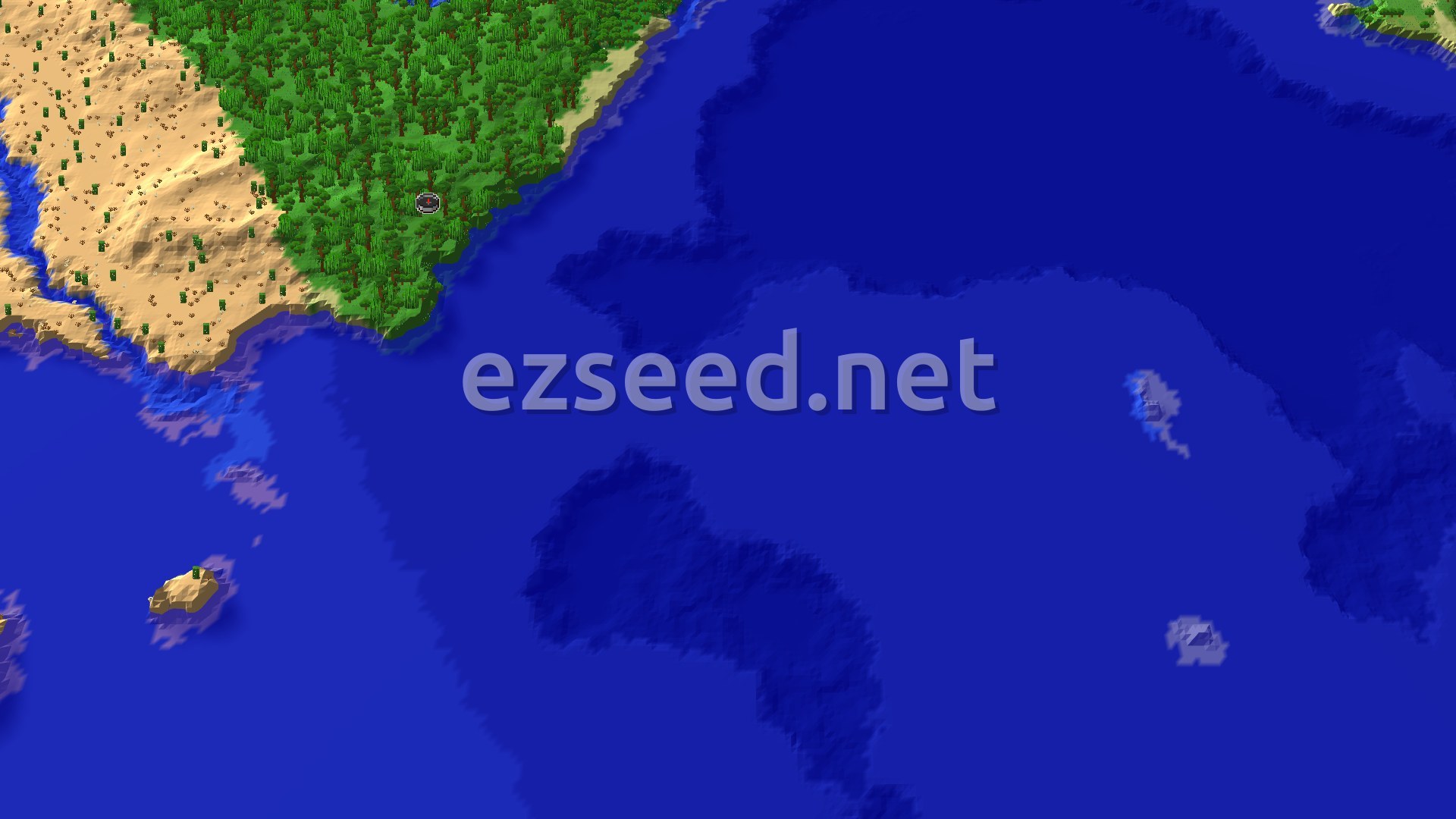 Aerial Minecraft seed map — Jungle Spawn with Quick Access to Desert and Ocean