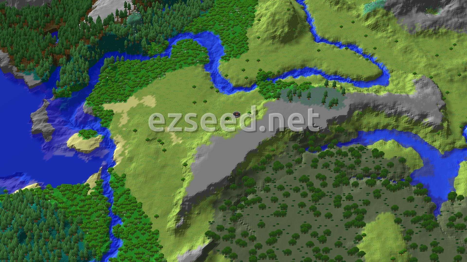 Aerial Minecraft seed map — Plains Spawn with Nearby Trial Chambers
