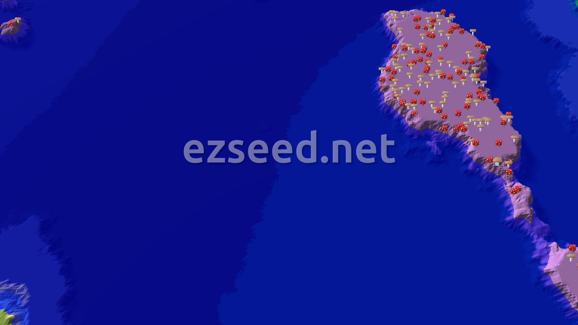 Aerial Minecraft seed map — Spawn Near Ocean Structures and Mushroom Fields