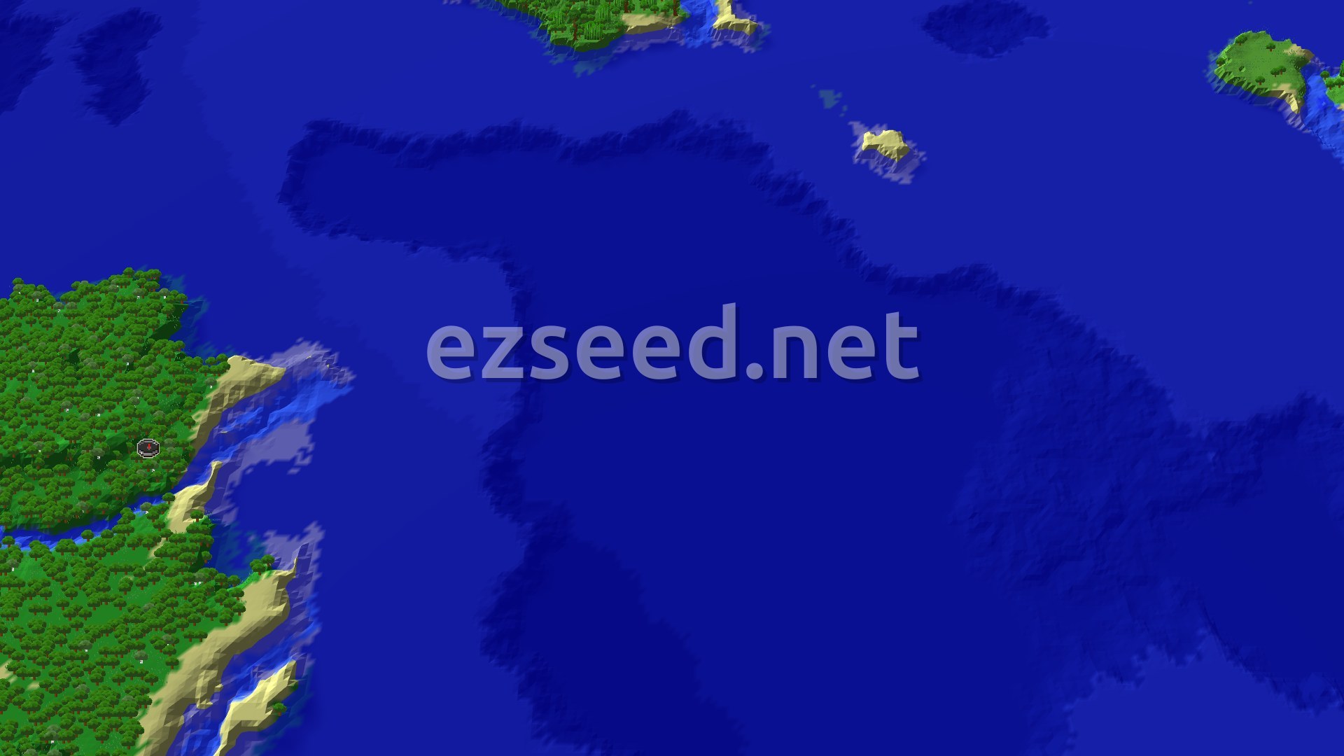 Aerial Minecraft seed map — Trial Chambers Near Spawn with a Coastal Forest Start