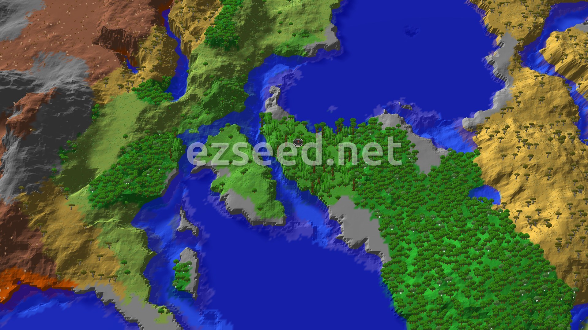 Aerial Minecraft seed map — Jungle Spawn with Nearby Trial Chambers