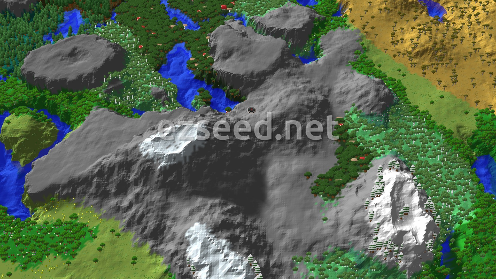 Aerial Minecraft seed map — Ancient City Near Dark Forest Spawn
