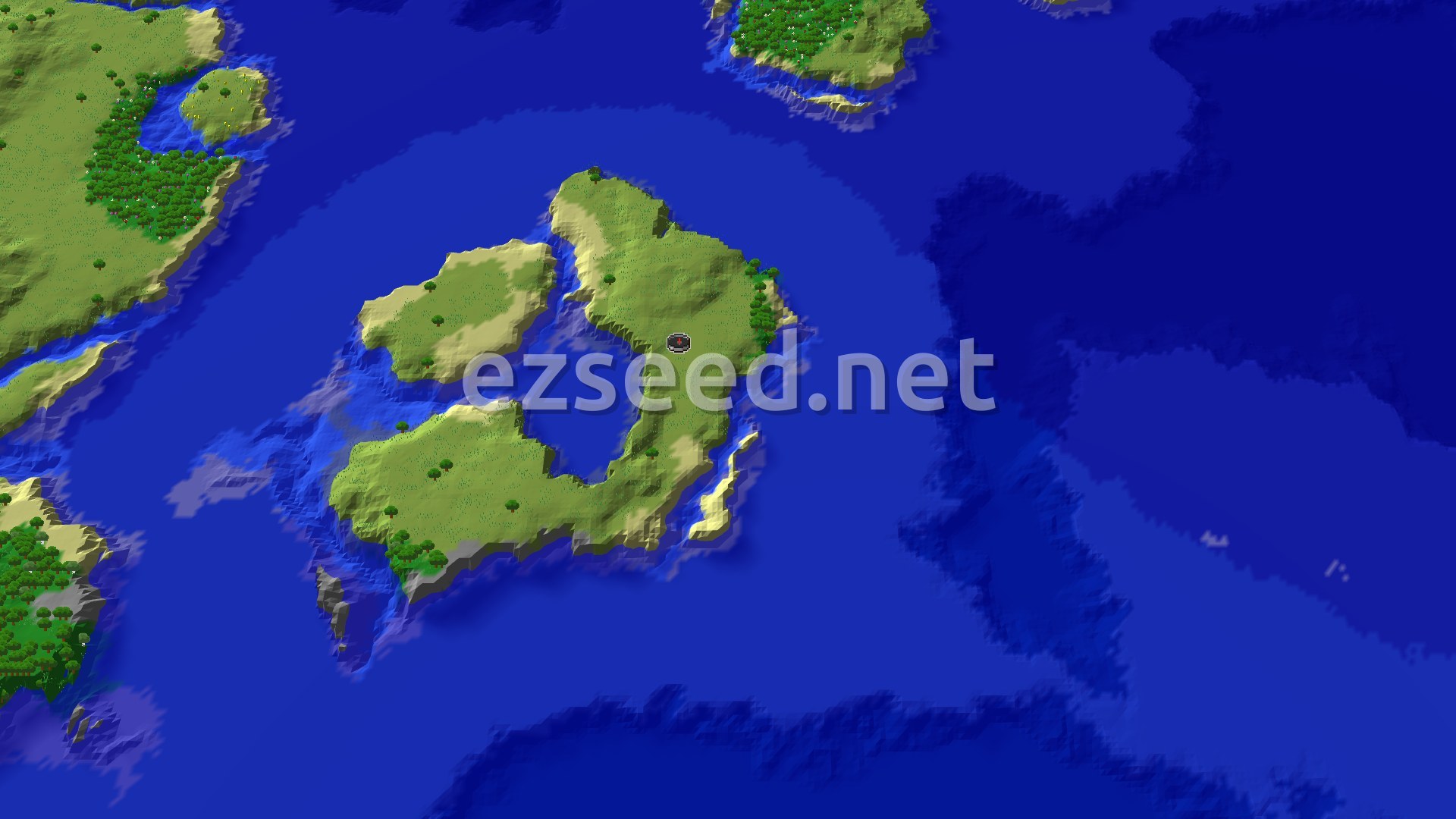 Aerial Minecraft seed map — Trial Chambers Near Spawn Island