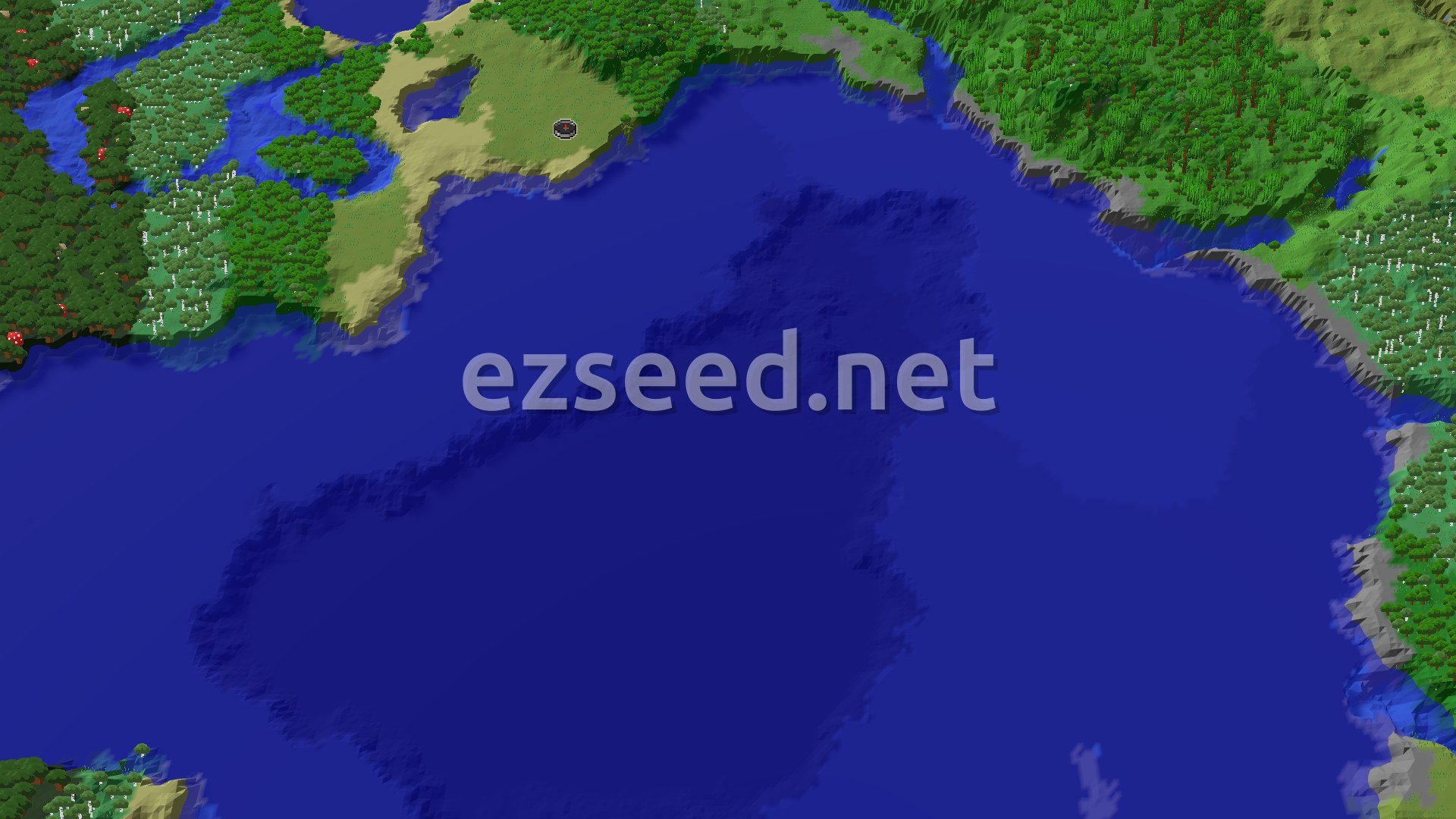 Aerial Minecraft seed map — Ocean, Jungles, and a Nearby Trial Chambers