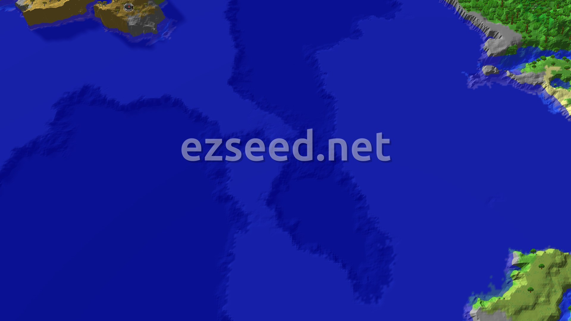 Aerial Minecraft seed map — Spawn on a Stony Shore, Near a Trial Chambers