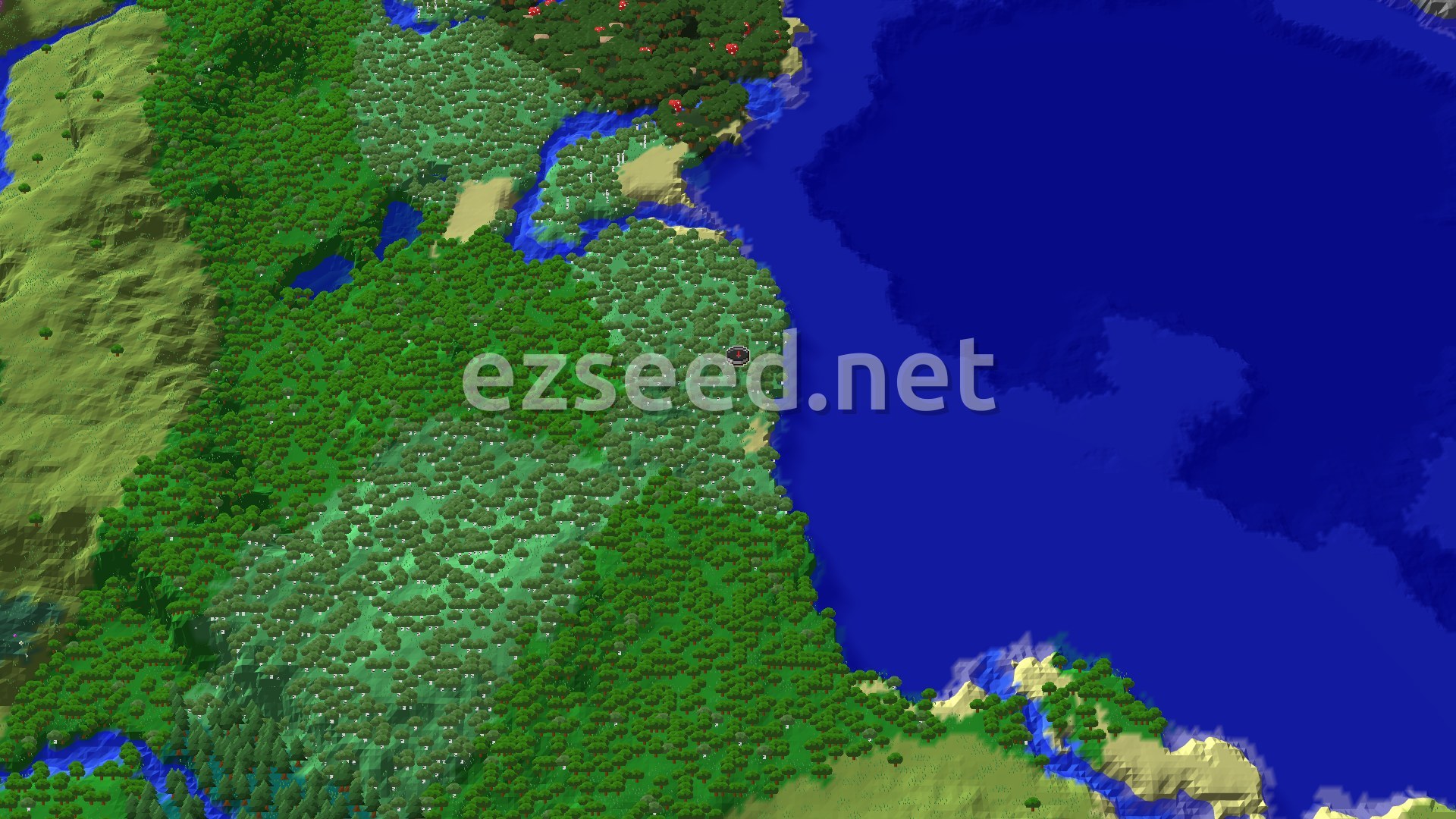 Aerial Minecraft seed map — A Birch Forest Start with a Close Trial Chambers