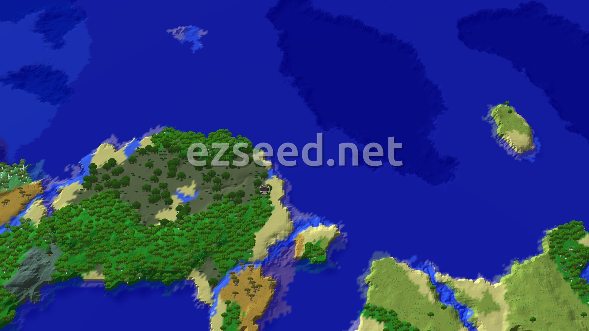 Aerial Minecraft seed map — Swamp Spawn with Nearby Trial Chambers
