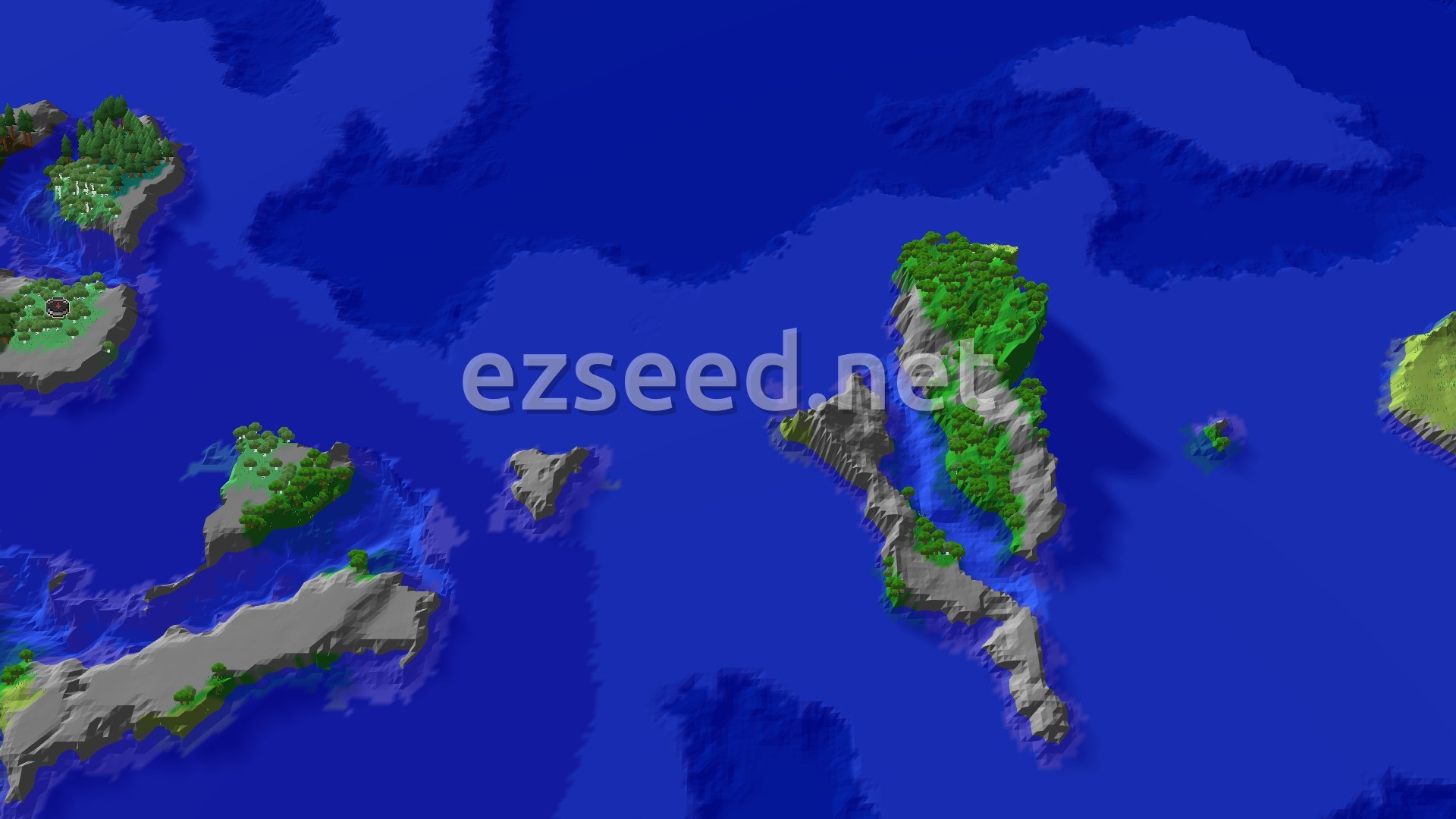 Aerial Minecraft seed map — Island Hopping and Far-Off Adventures