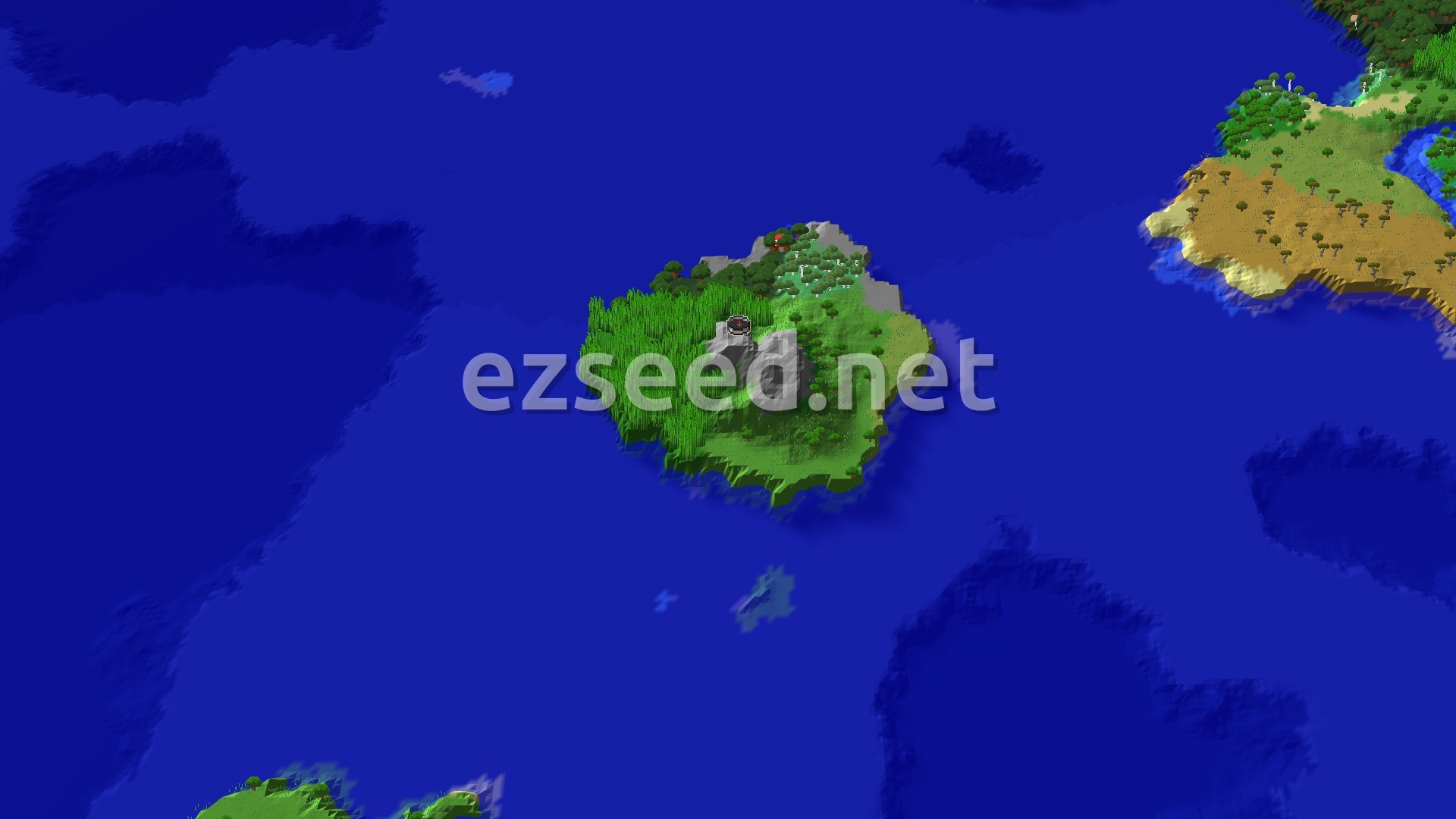 Aerial Minecraft seed map — Bamboo and Sparse Jungle Island Spawn