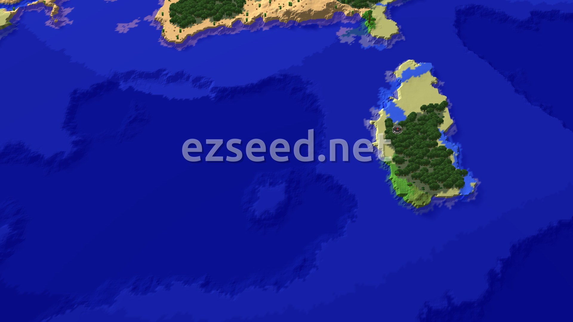 Aerial Minecraft seed map — An Island Mangrove Swamp Start with Nearby Sparse Jungle