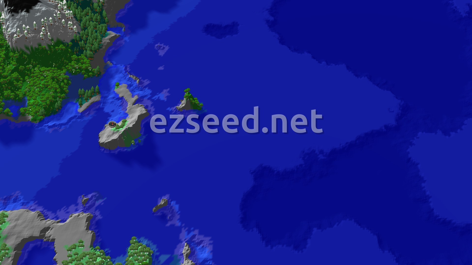 Aerial Minecraft seed map — Birch Forest Spawn with Nearby Ancient City