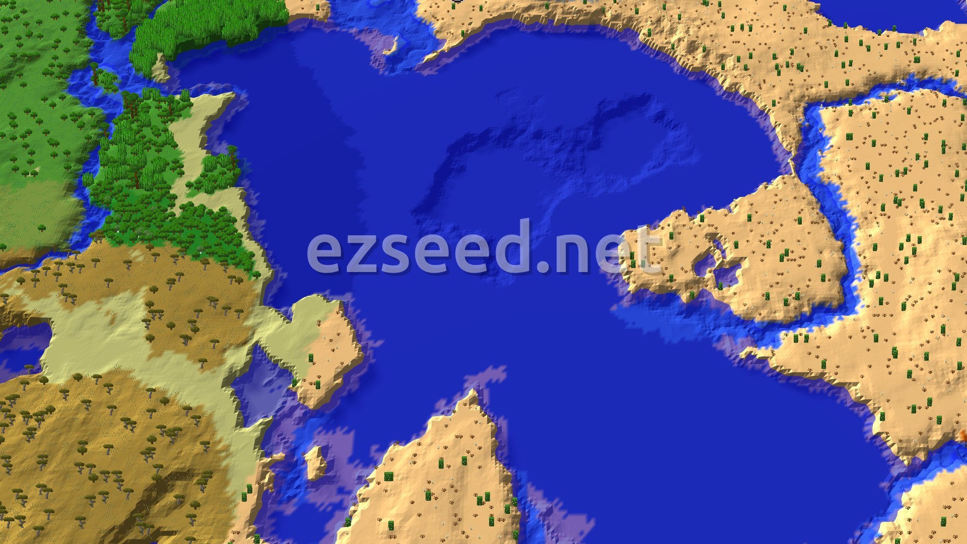 Aerial Minecraft seed map — Desert Spawn with Nearby Trial Chambers