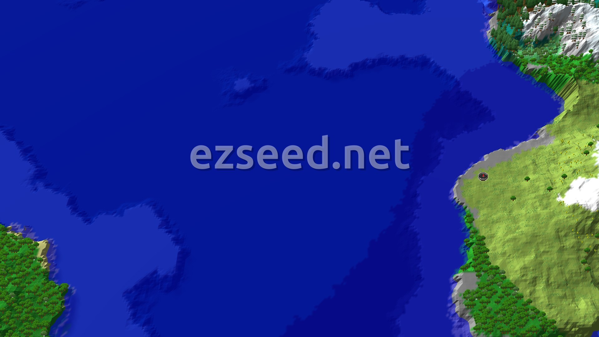 Aerial Minecraft seed map — Pristine Peaks and Ocean Views near Spawn