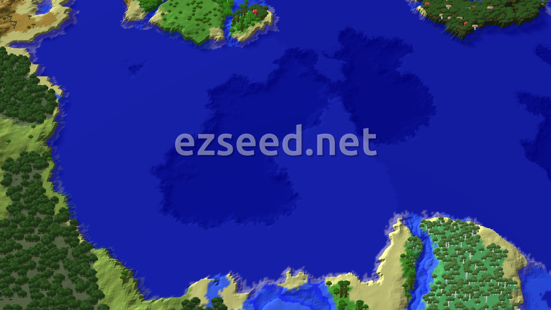 Aerial Minecraft seed map — Spawn in a Mangrove Swamp with a Jungle Temple nearby