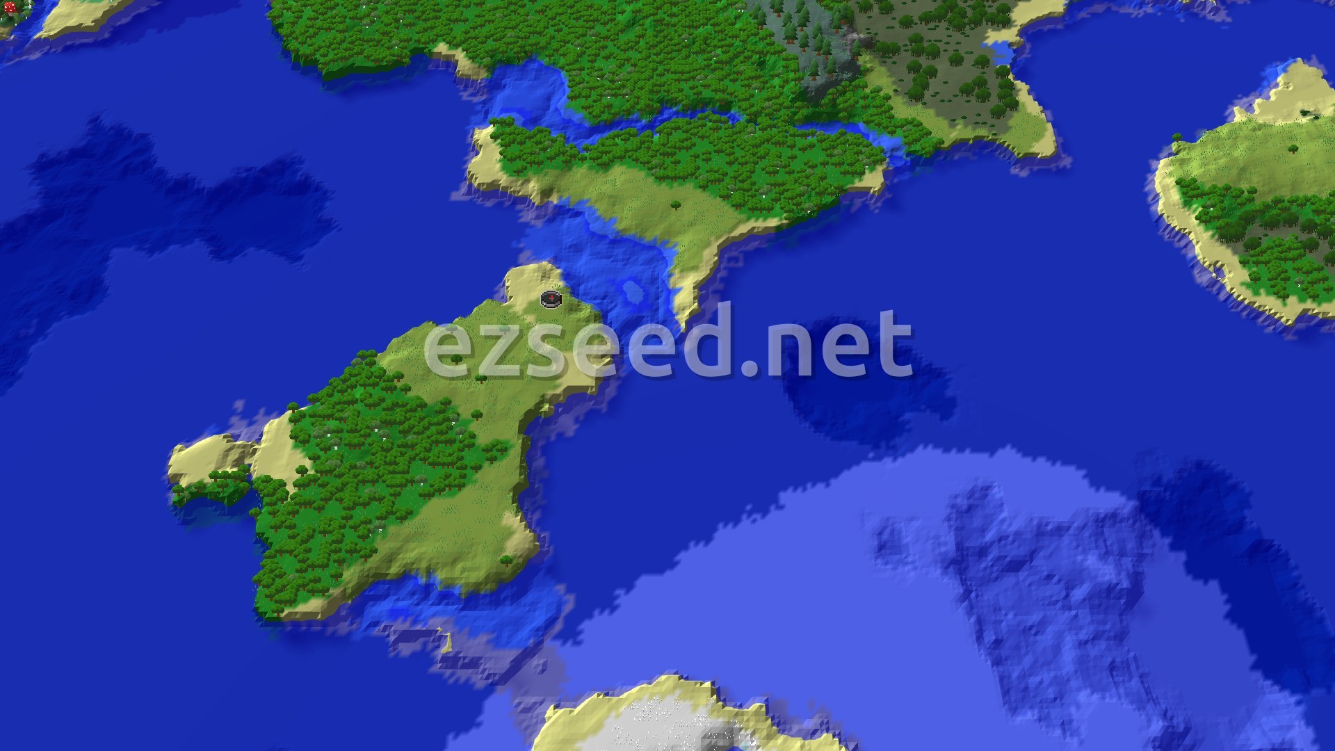 Aerial Minecraft seed map — Survival Island Start with a Nearby Shipwreck