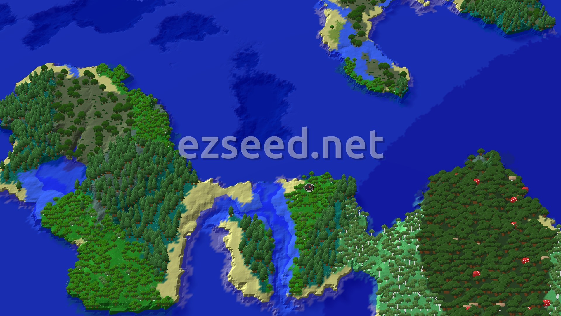 Aerial Minecraft seed map — Spawn in a Forest with Close Trial Chambers