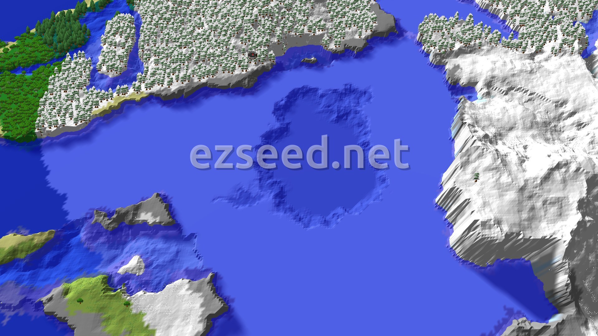 Aerial Minecraft seed map — Trial Chambers and Igloo in a Frozen Taiga World
