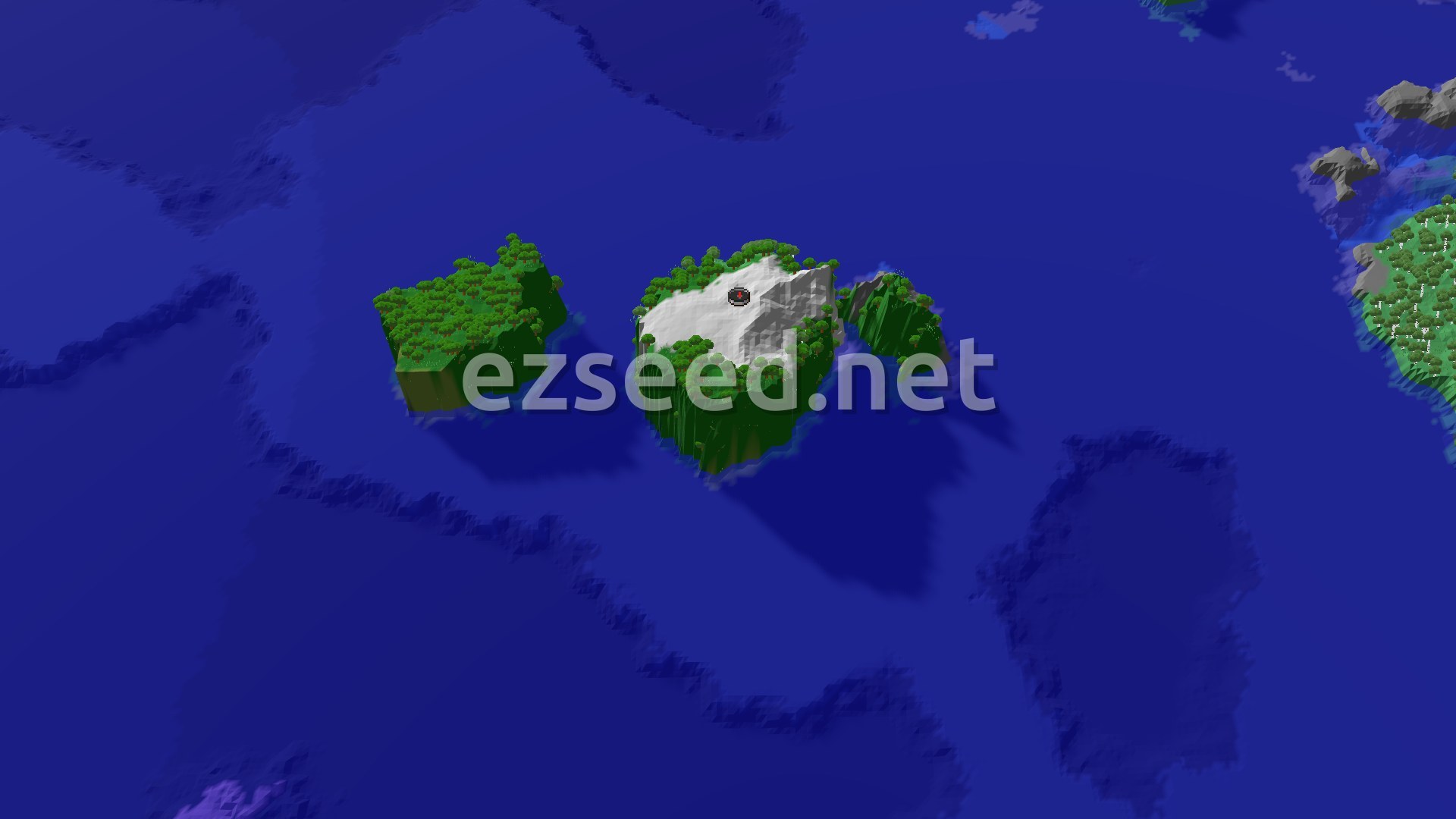Aerial Minecraft seed map — Ocean Island Start with Nearby Trial Chambers