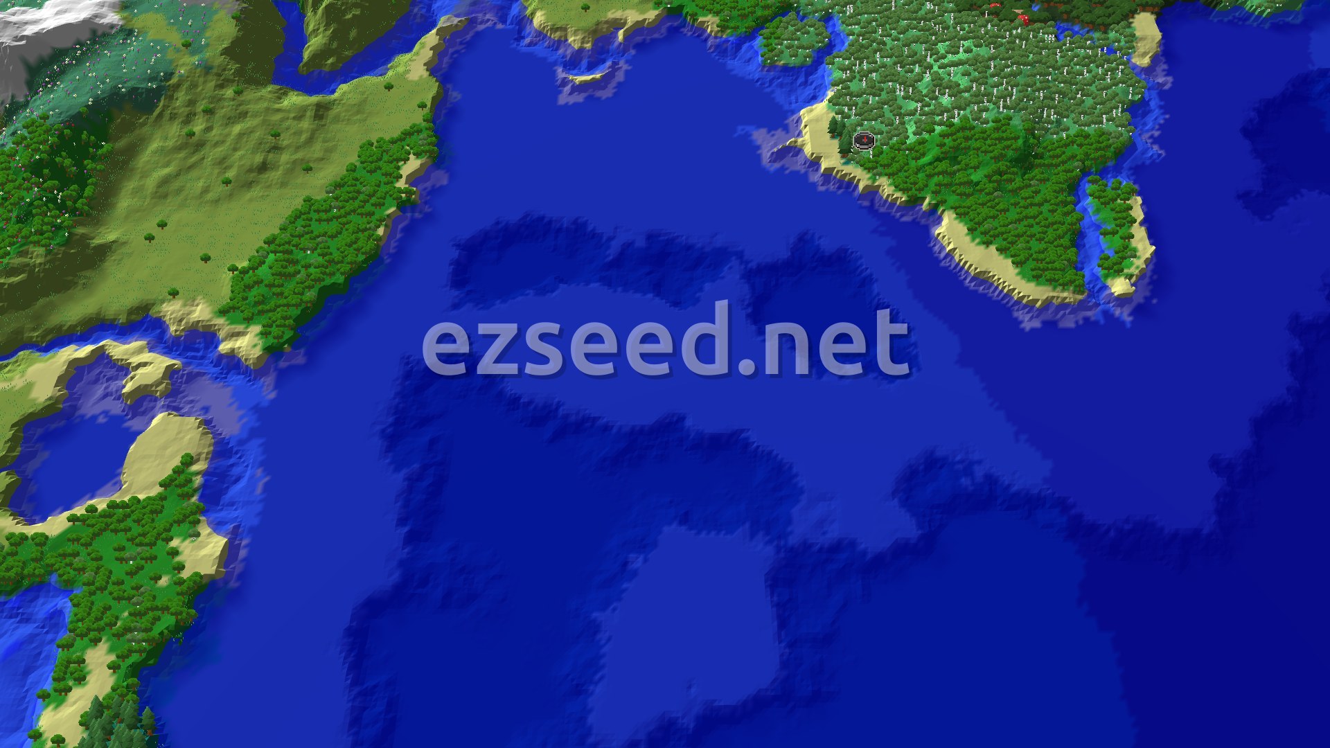 Aerial Minecraft seed map — Old Growth Birch Forest with Nearby Trial Chambers