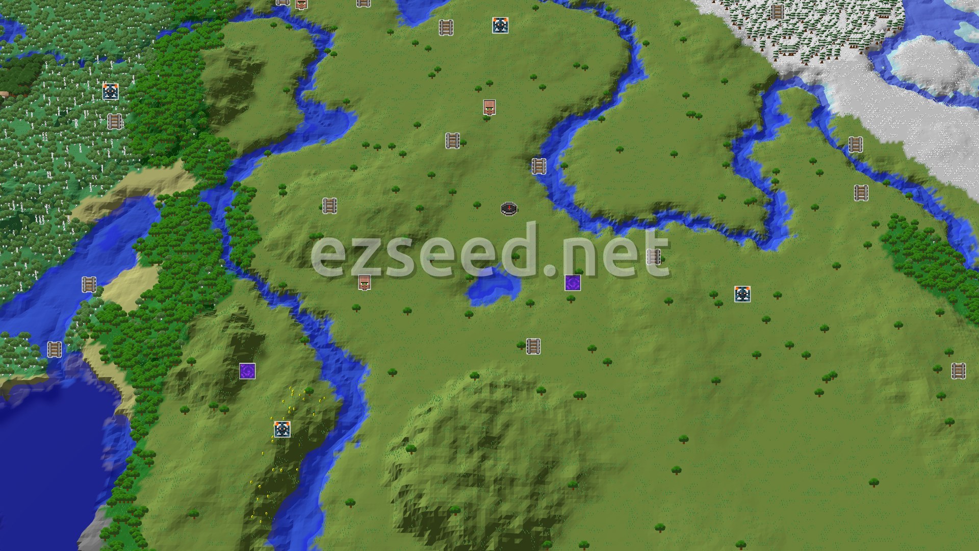 Aerial Minecraft seed map — A Modest Start with Distant Rewards