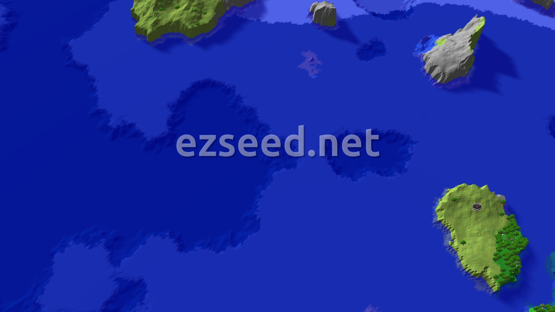 Aerial Minecraft seed map — Plains Spawn Island with Nearby Ancient City