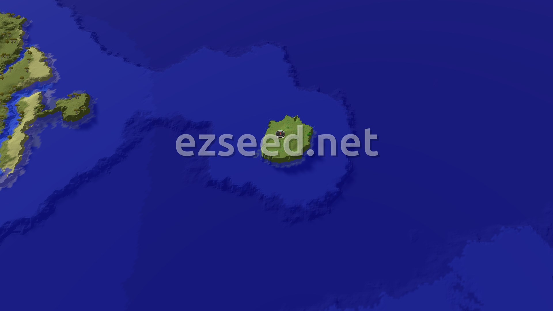 Aerial Minecraft seed map — Ocean Horizons and Nearby Village Start