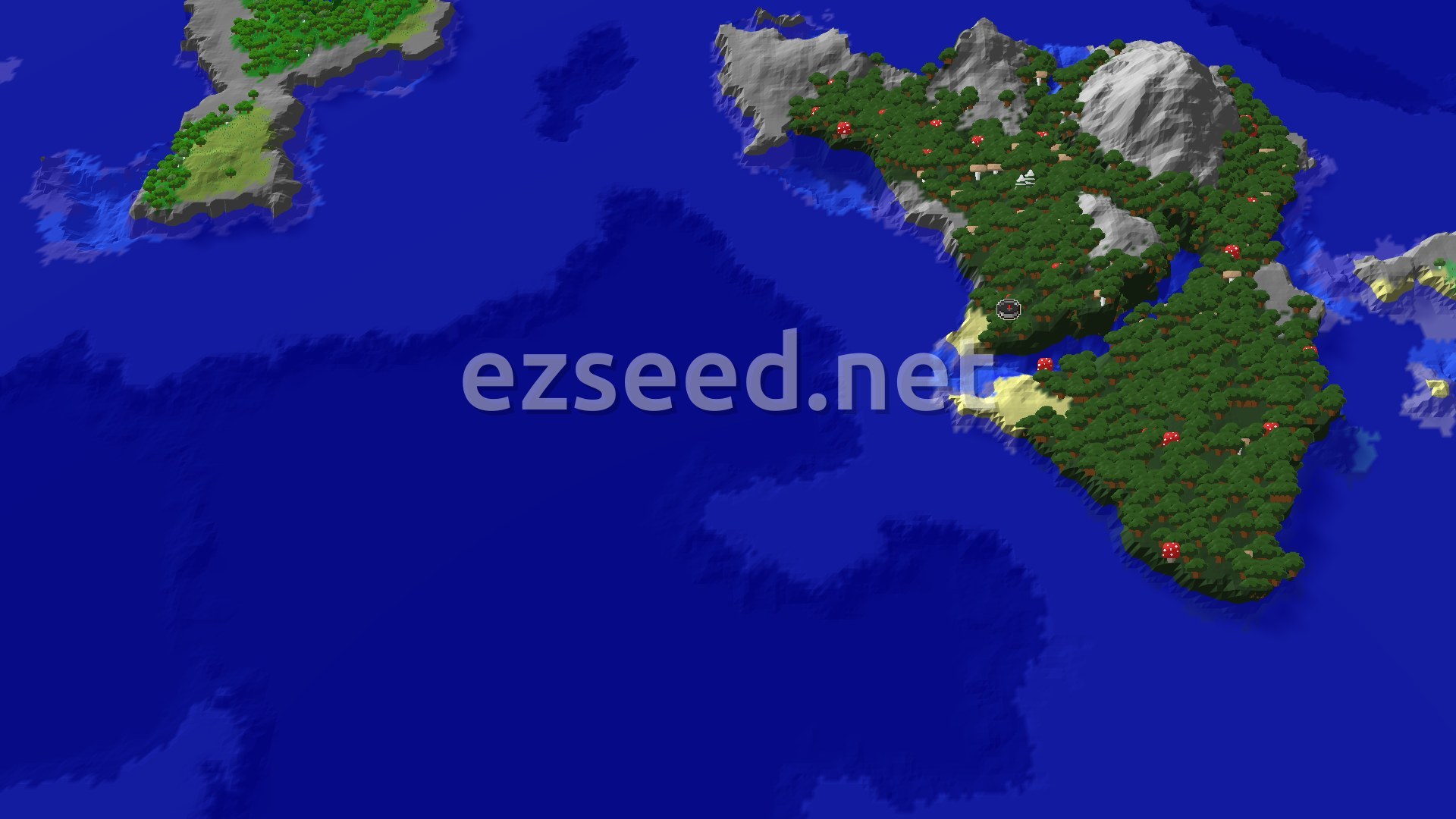 Aerial Minecraft seed map — Woodland Mansion near Dark Forest Spawn
