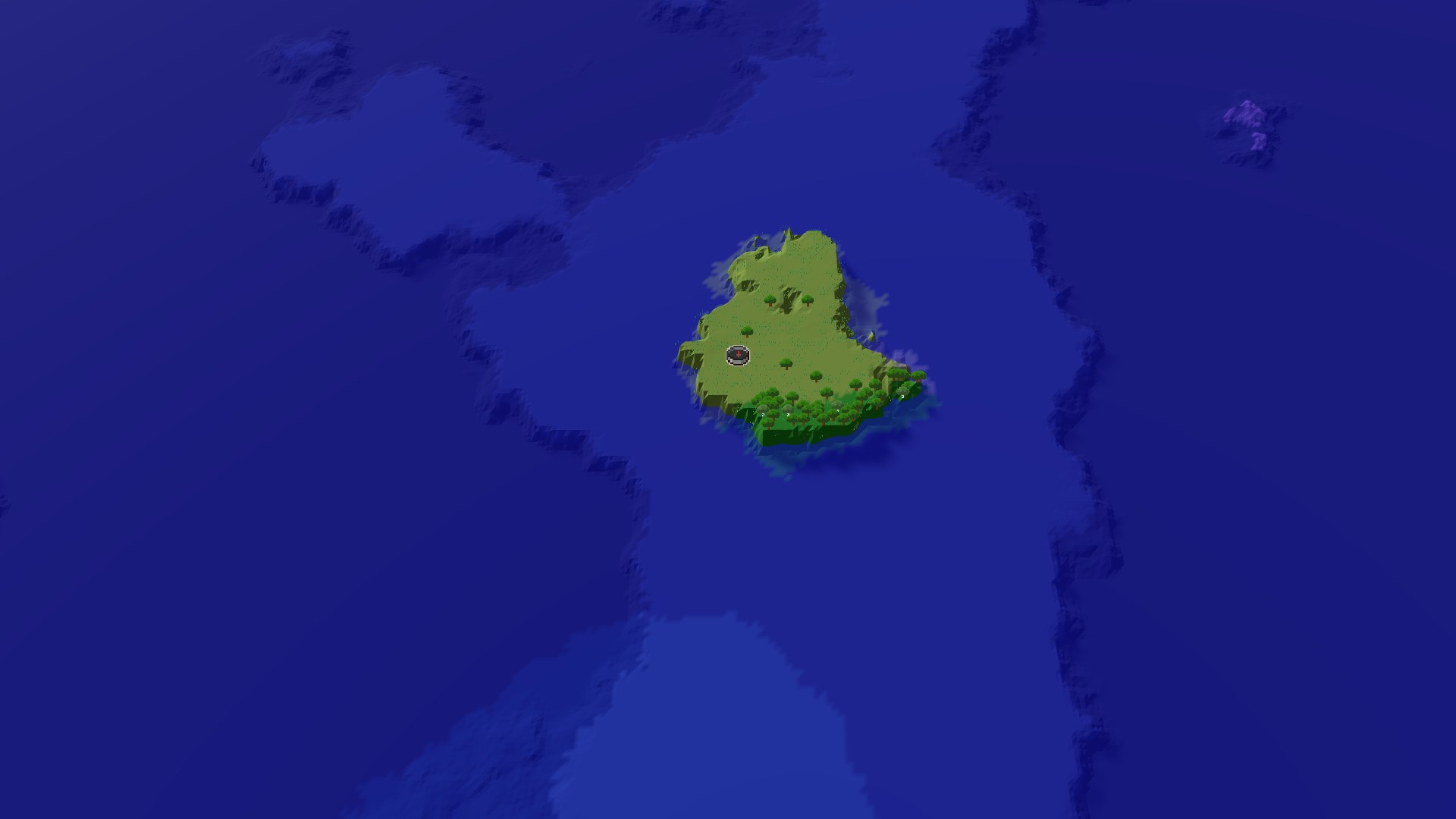 Aerial Minecraft seed map — Lonely Island Survival: A Mushroom Fields Getaway
