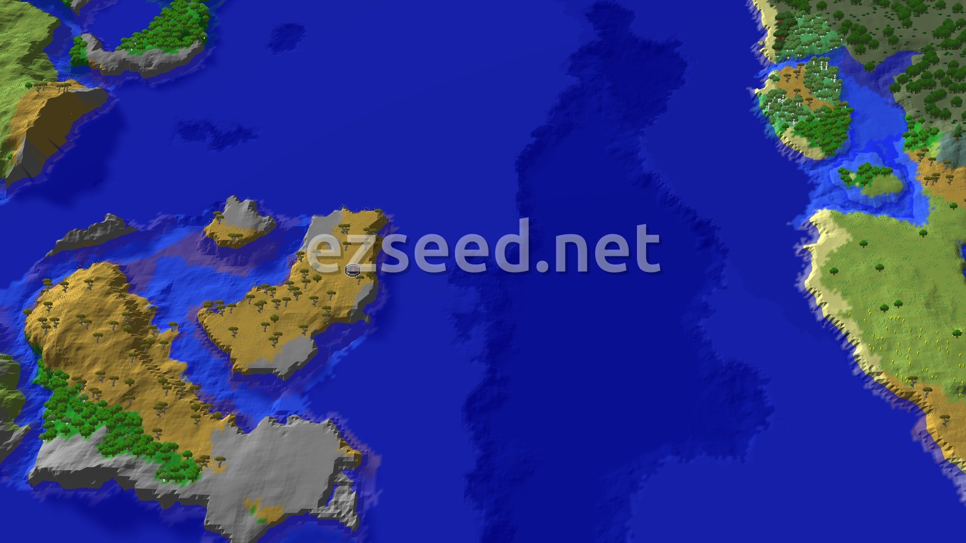 Aerial Minecraft seed map — Savanna Spawn with a Close Trial Chamber