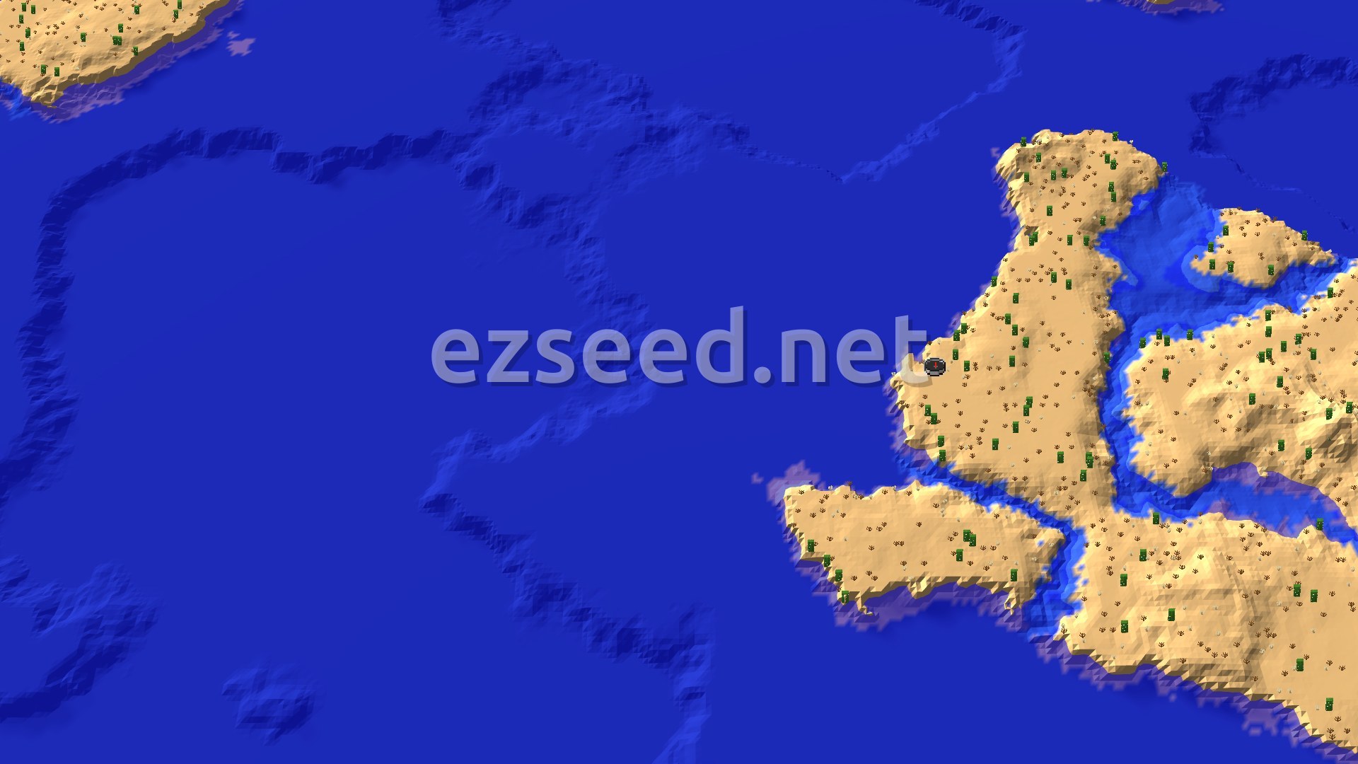 Aerial Minecraft seed map — Desert Isles with Nearby Trial Chambers