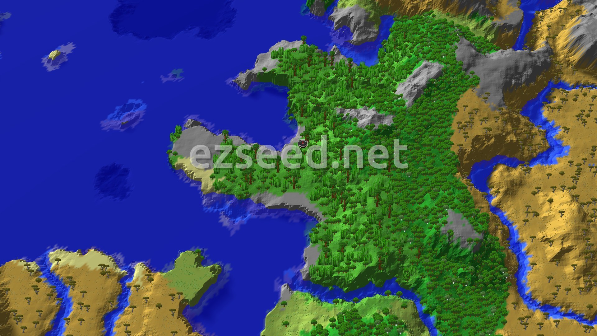Aerial Minecraft seed map — Jungle Spawn with Quick Access to Trial Chambers