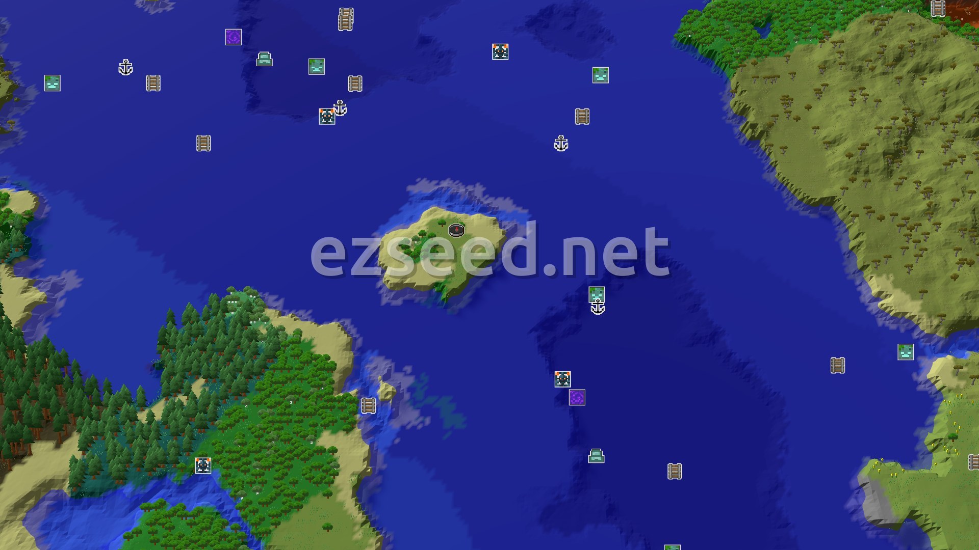 Aerial Minecraft seed map — A Seed for Coastal Exploration and Underground Gems