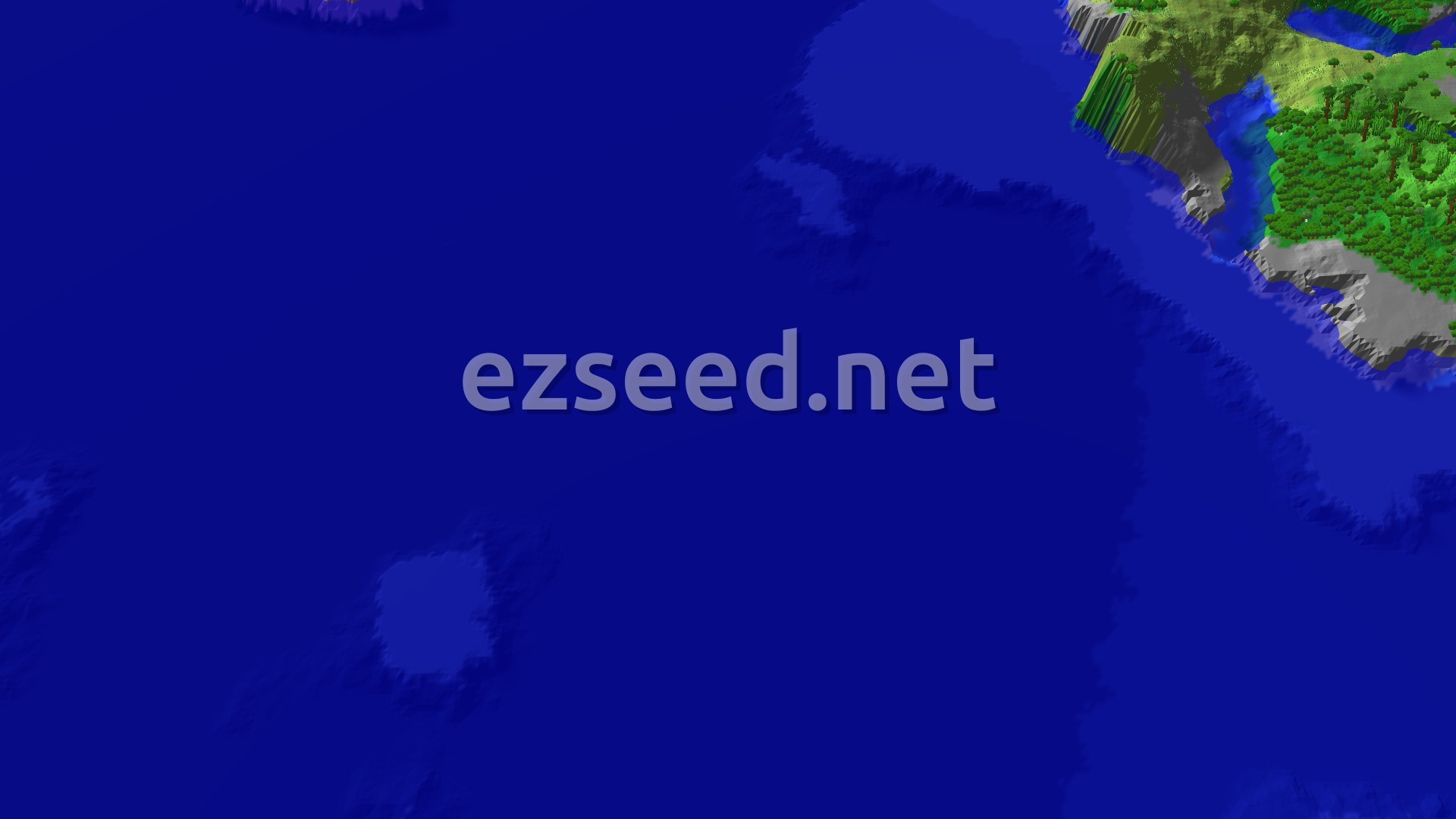 Aerial Minecraft seed map — Ocean Sprawl with Close Structures and Distant Mushroom Fields