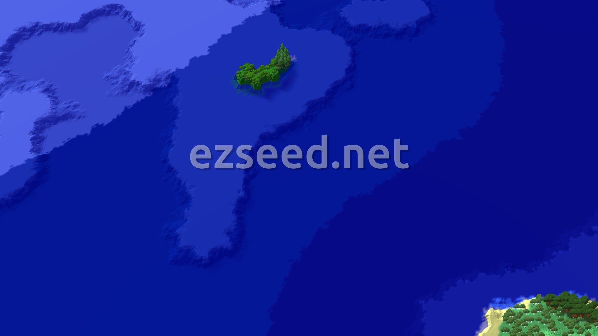 Aerial Minecraft seed map — Spawn in Snowy Taiga, near an Igloo and Trial Chambers