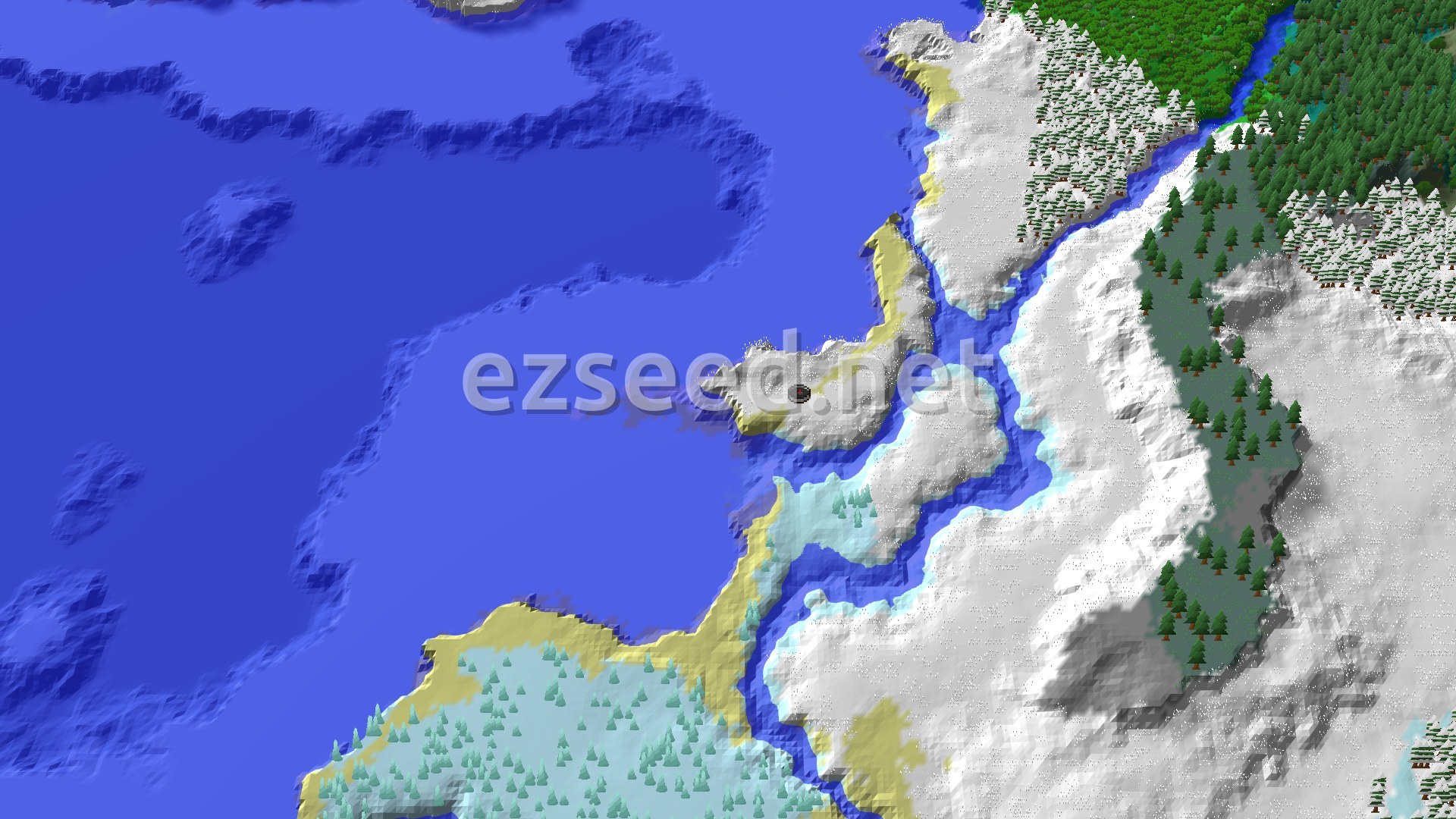 Aerial Minecraft seed map — Ice Spikes and Trial Chambers: A Cold Start, Warm Rewards