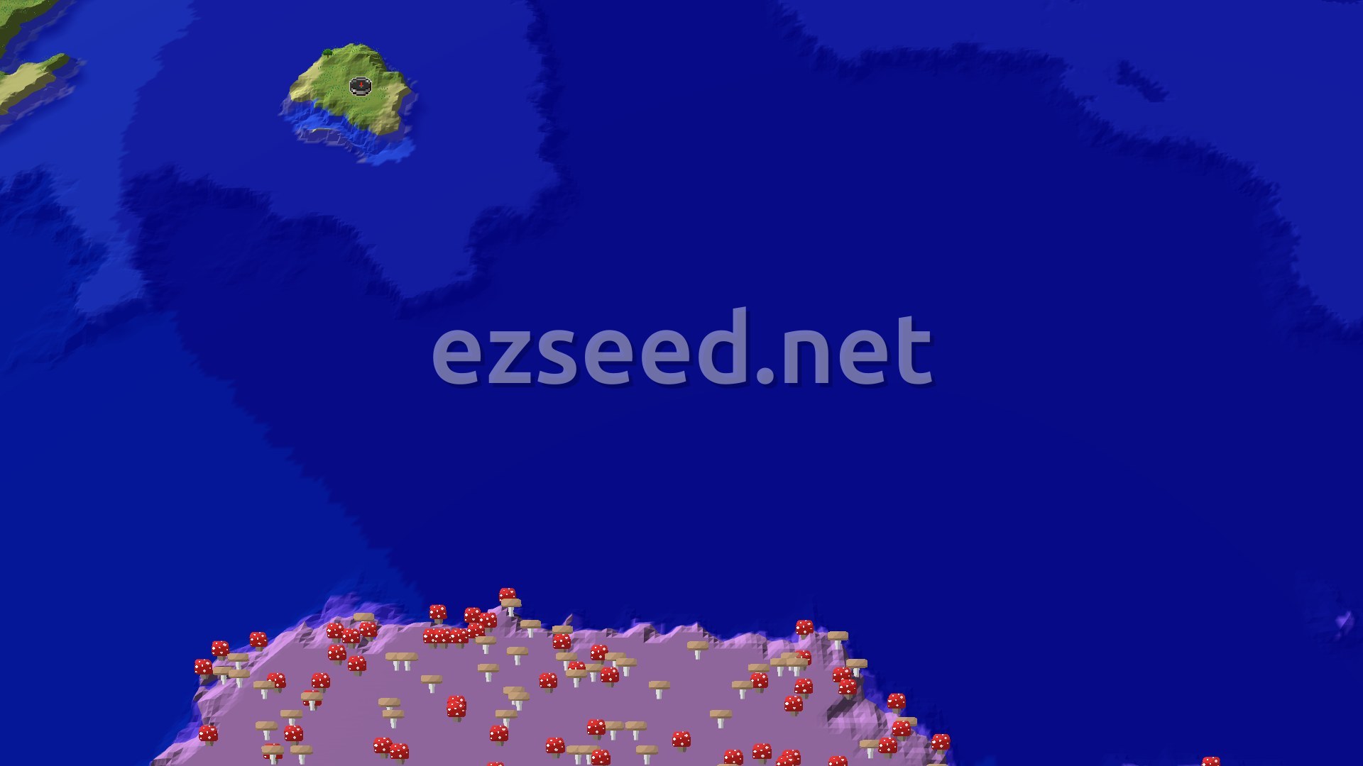 Aerial Minecraft seed map — Mushroom Fields Near Spawn