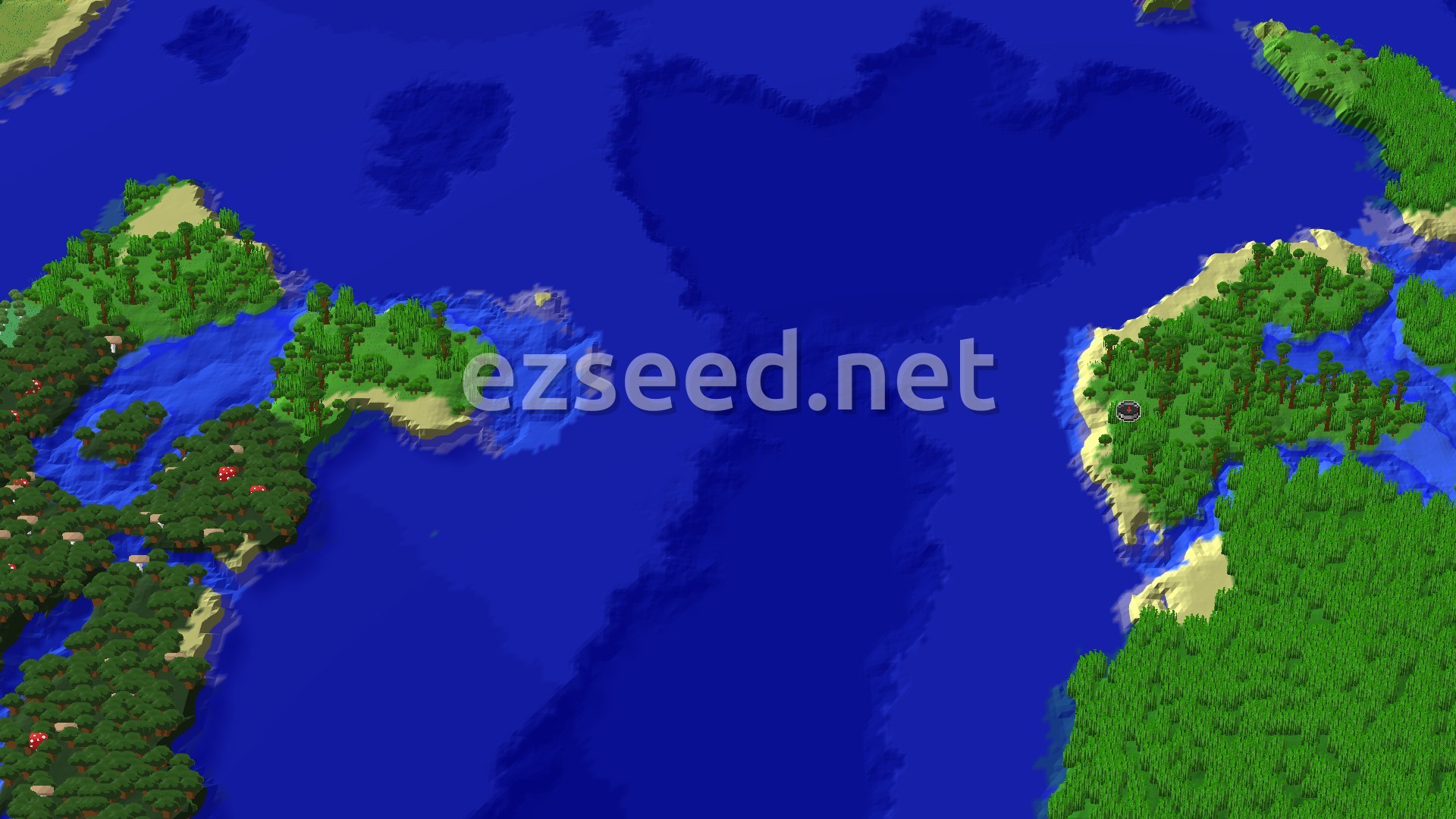 Aerial Minecraft seed map — Jungle Island Spawn with Close Trial Chambers