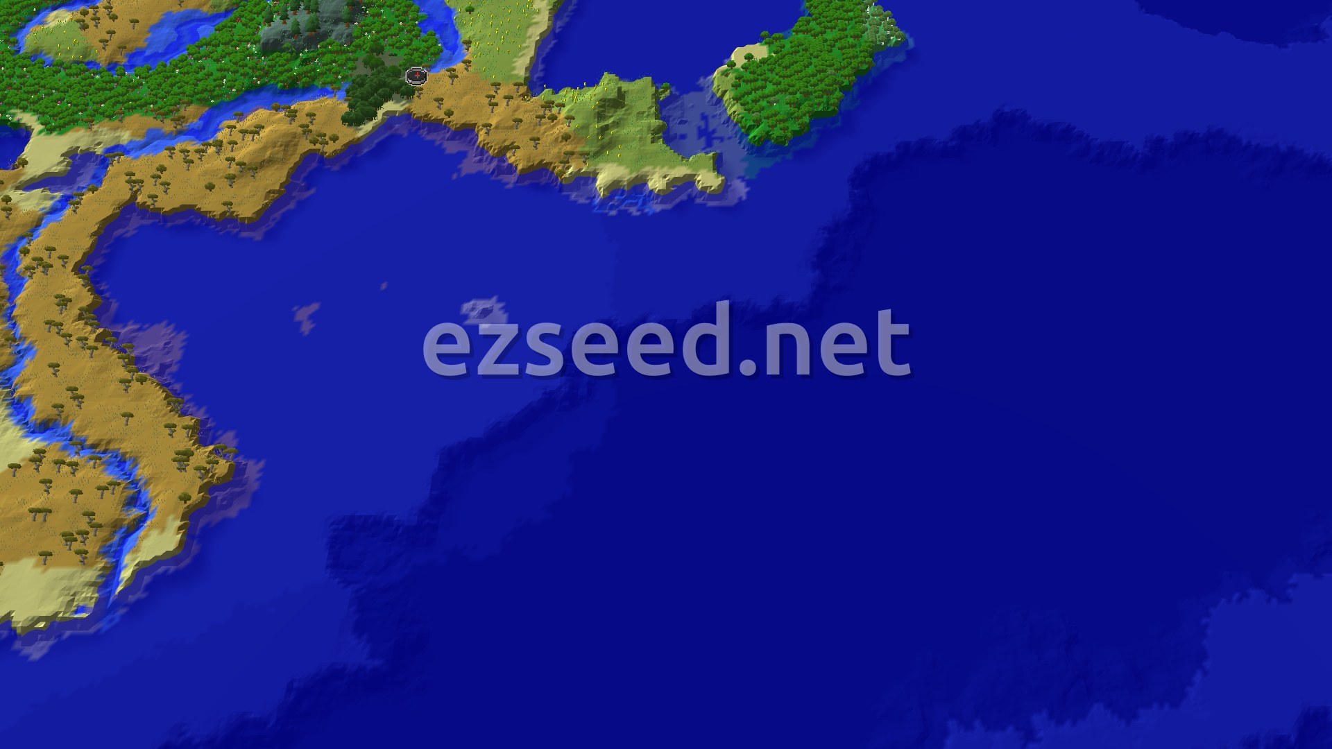 Aerial Minecraft seed map — Spawn Near a Mangrove Swamp and Trial Chambers