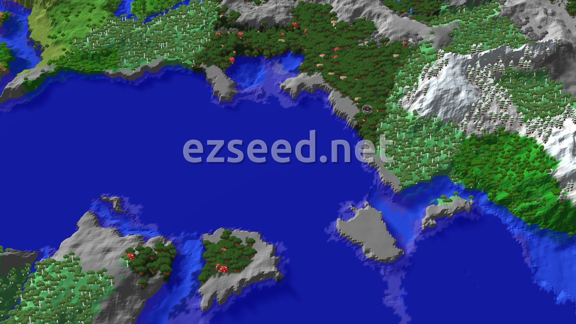 Aerial Minecraft seed map — Ancient City and Trail Ruins Near Dark Forest Spawn