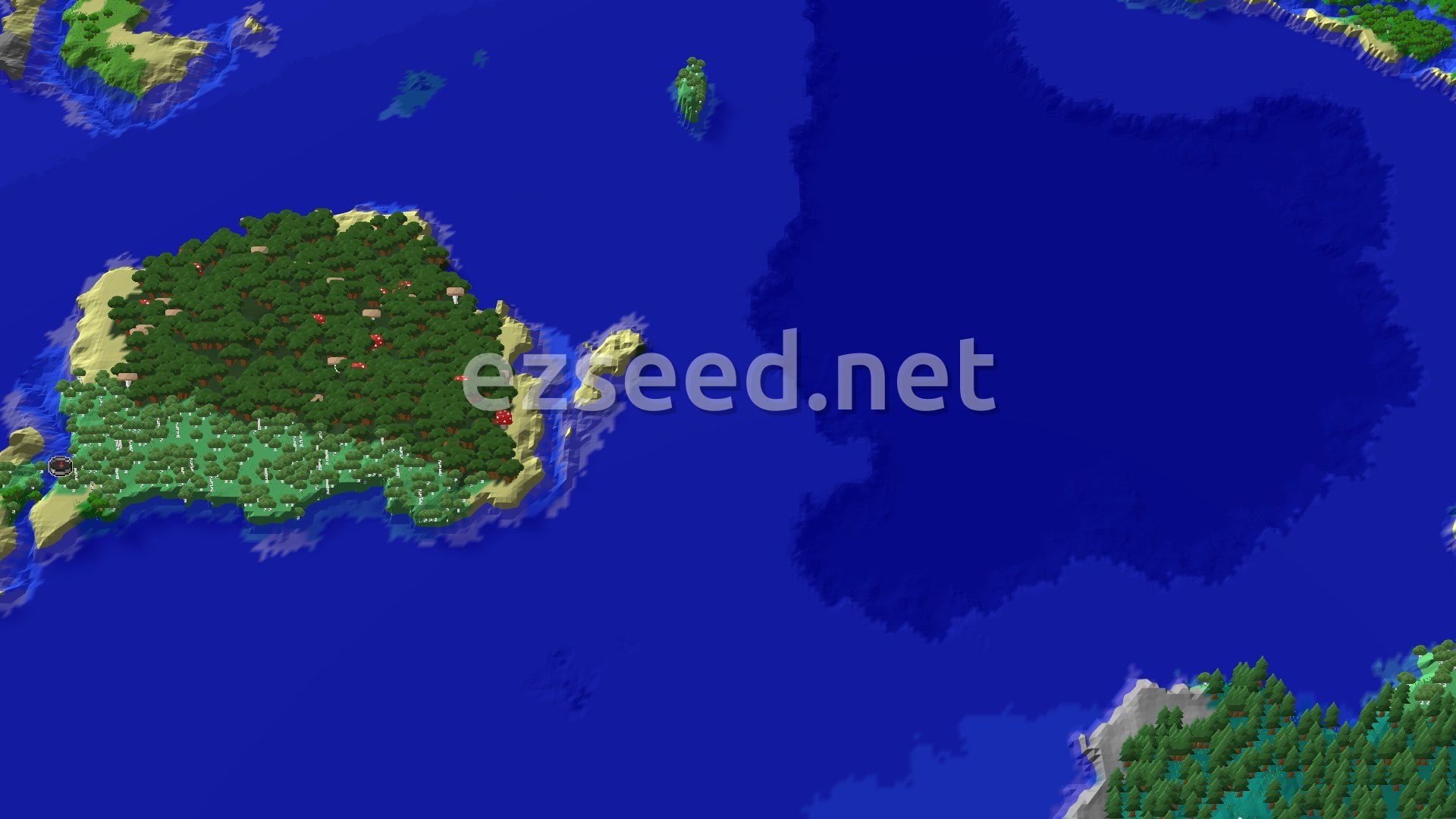 Aerial Minecraft seed map — Trial Chambers and Jungle Biomes Not Far From Spawn