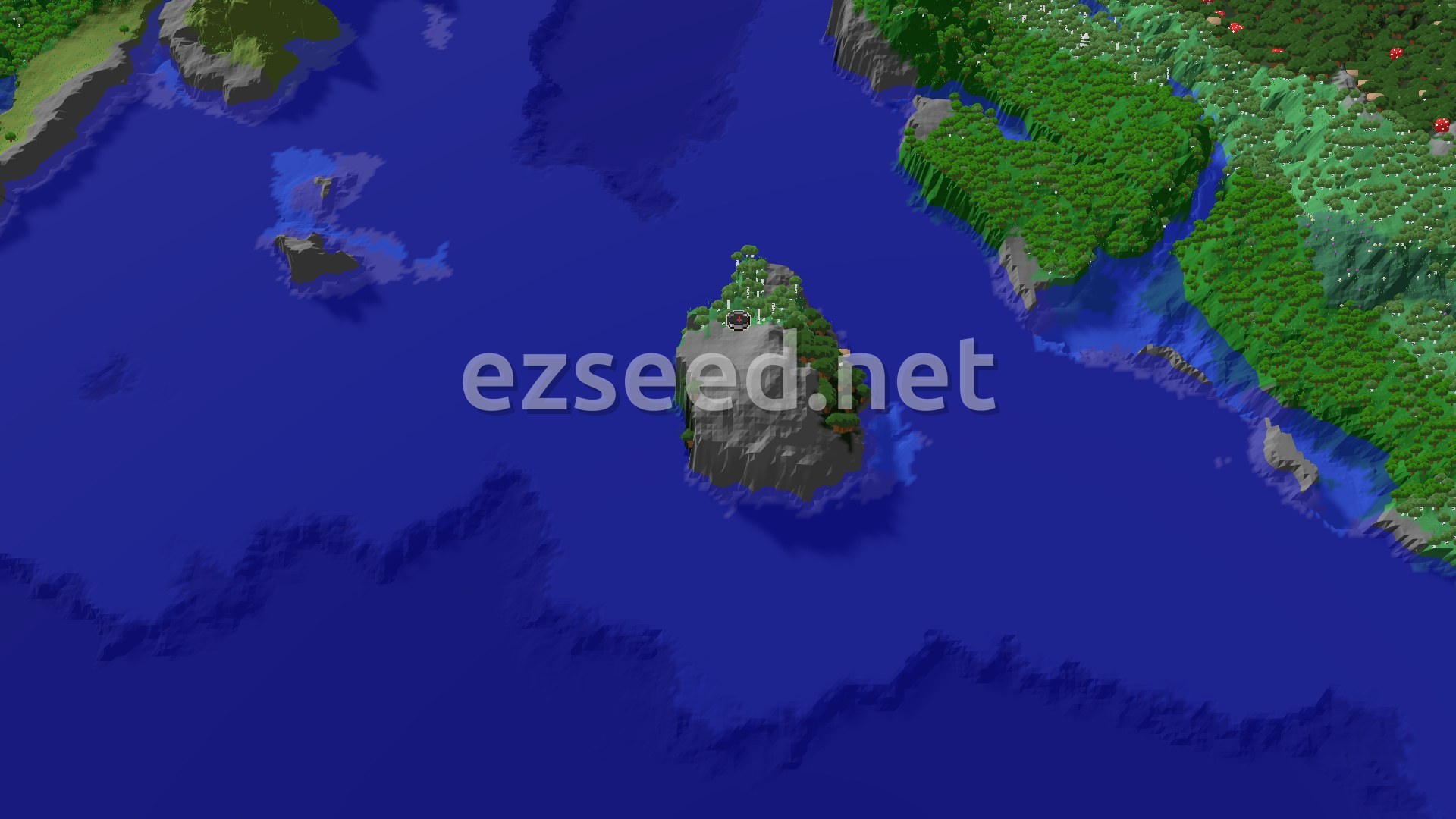 Aerial Minecraft seed map — Spawn Near a Mansion, Explore Diverse Biomes