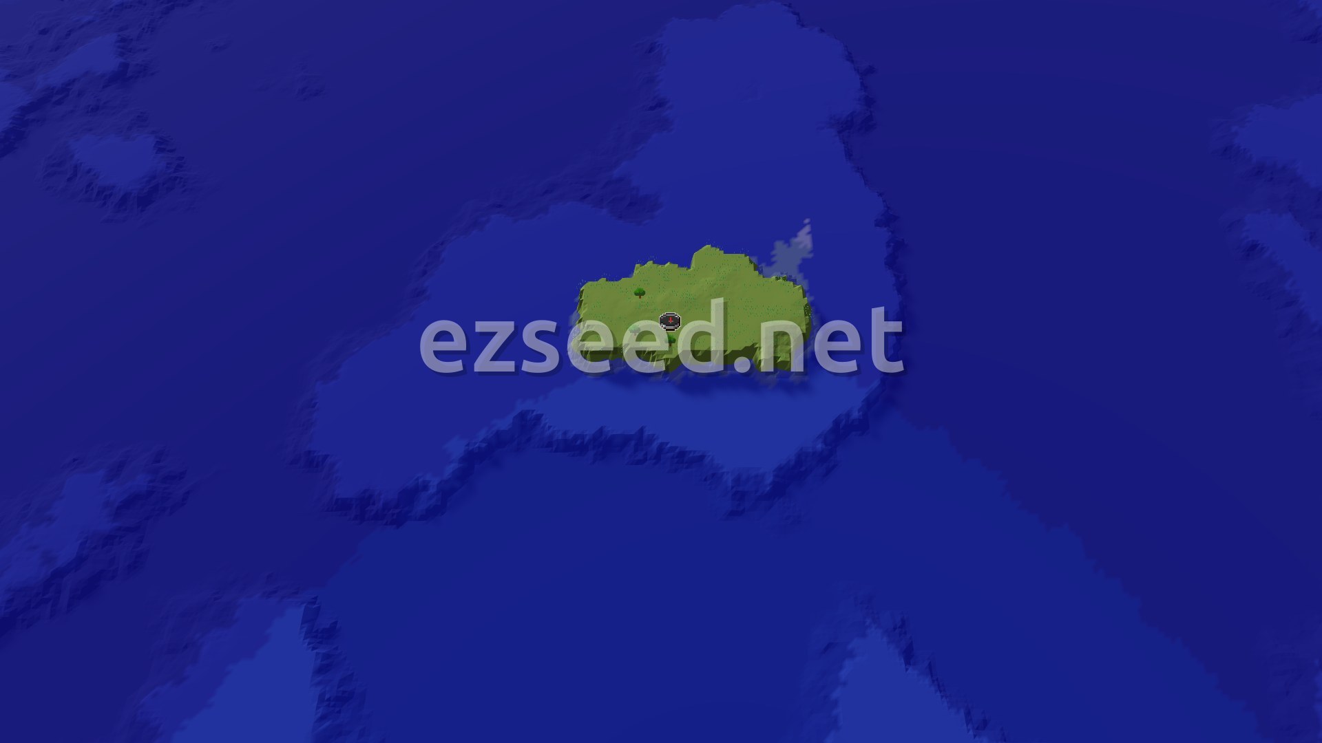 Aerial Minecraft seed map — Island Spawn with a Close Village and Ocean Wonders