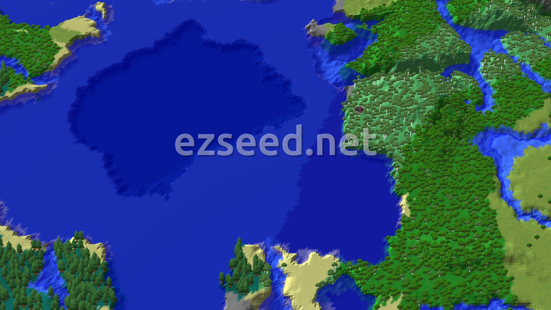 Aerial Minecraft seed map — Trial Chambers Near Old Growth Birch Forest Spawn