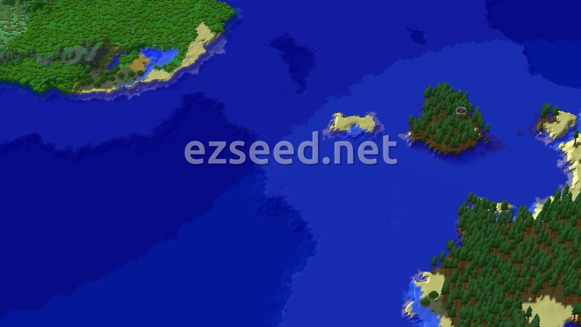 Aerial Minecraft seed map — Old Growth Spruce Taiga Island Spawn