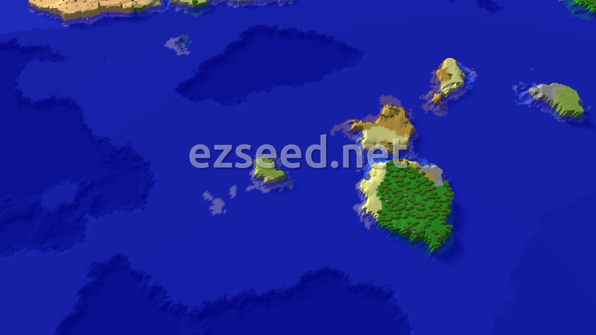 Aerial Minecraft seed map — Island Hopping Adventure in a Desert Sea