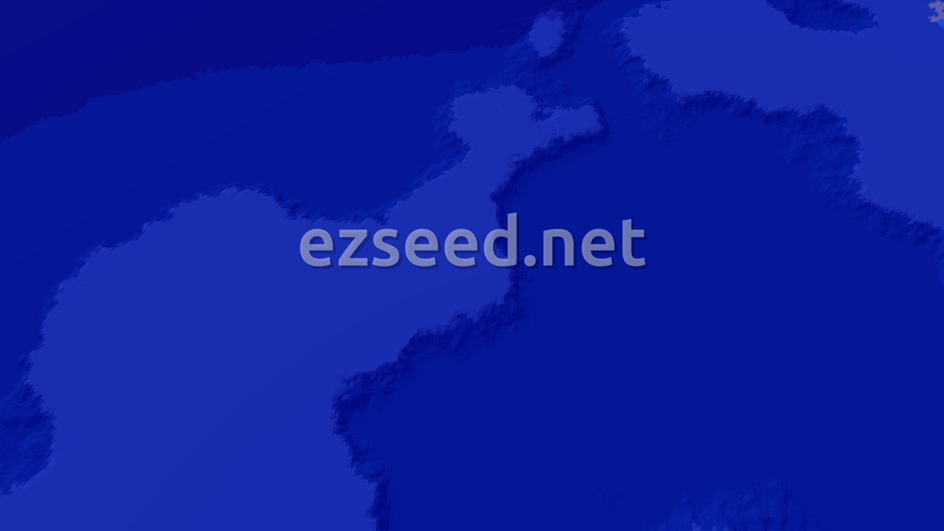 Aerial Minecraft seed map — Ocean-Heavy Plains Spawn with a Near Trial Chambers